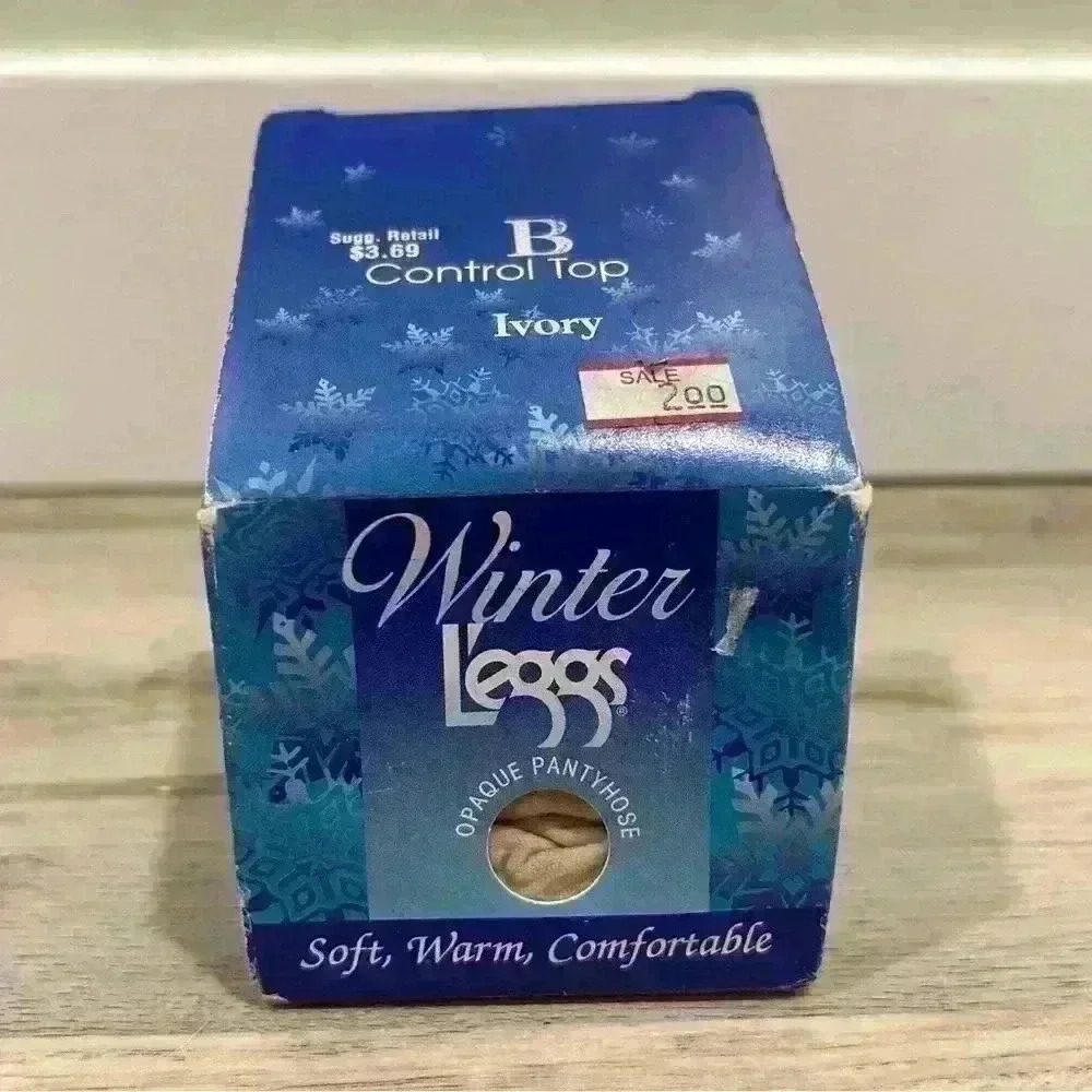 Vintage 1998 Winter L’eggs Ivory Control Top Opaque Pantyhose Size B New In Box